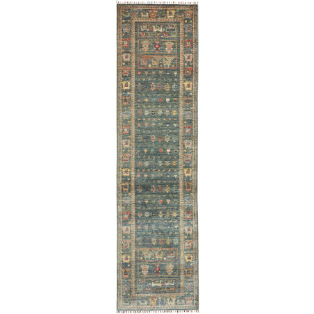 Rug Rubin Pakistan 80x300 Teal Beige Rust Yello