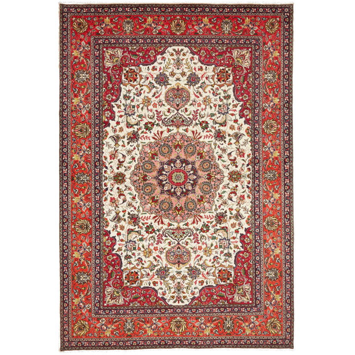 Hand Made Rug Tabriz Persia 203x298 Red Ivory