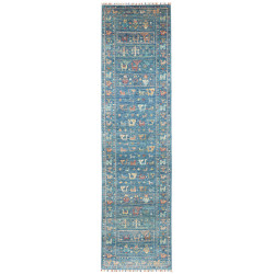 Rug Rubin Pakistan 78x302 Teal Blue Ochre Rust