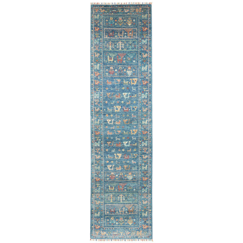 Rug Rubin Pakistan 81x301 Petrol Blue Terracott