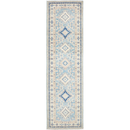 Rug Kazak Afghanistan 84x302 Sky Blue Cream Nav
