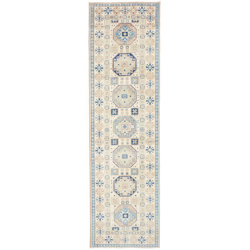 Rug Kazak Afghanistan 83x289 Ivory Cream Sky Bl
