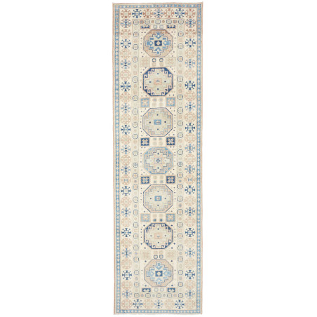 Rug Kazak Afghanistan 83x289 Ivory Cream Sky Bl