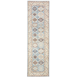 Rug Kazak Afghanistan 81x289 Sky Blue Cream Bei