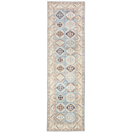 Rug Kazak Afghanistan 81x289 Sky Blue Cream Bei