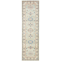 Rug Kazak Afghanistan 84x294 Aqua Cream Dark Bl