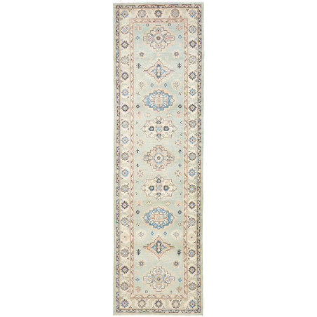 Rug Kazak Afghanistan 84x294 Aqua Cream Dark Bl