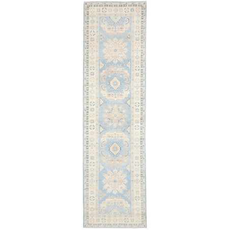 Rug Kazak Afghanistan 83x298 Sky Blue Cream Bei