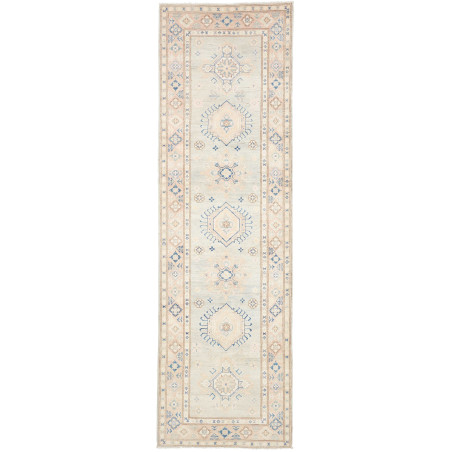 Rug Kazak Afghanistan 86x281 Celadon Blue Beige