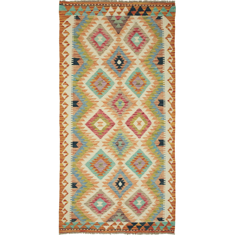 Kilim 101x202 Cm Kilim, Afghanistan, Hand-carded Wool (warp:
