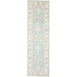 Rug Kazak Afghanistan 83x287 Aqua Cream Peach D