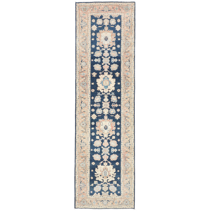 Rug Kazak Afghanistan 83x286 Dark Blue Light Be