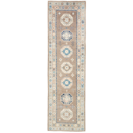 Rug Kazak Afghanistan 81x288 Taupe Brown Navy B