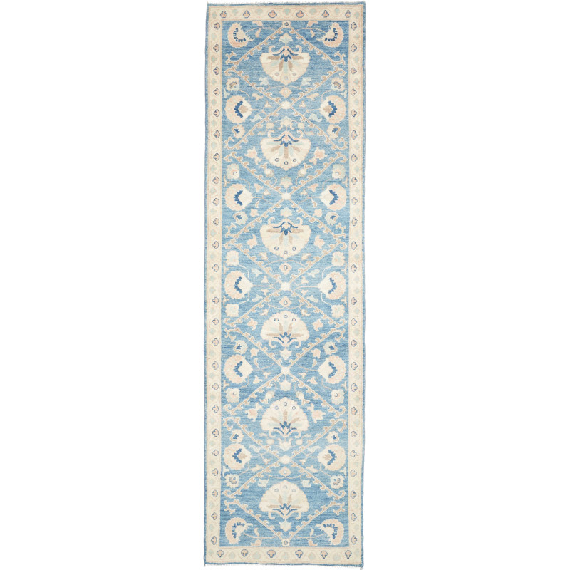 Rug Kazak Afghanistan 85x296 Sky Blue Creamy Be
