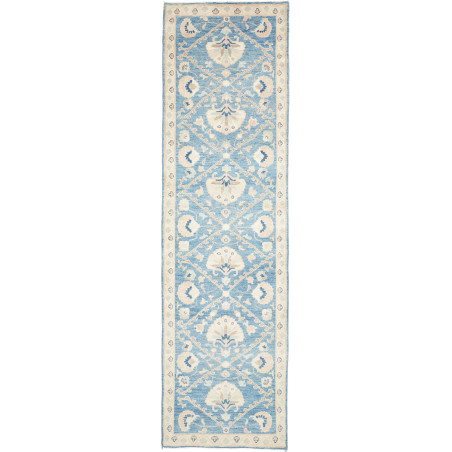 Rug Kazak Afghanistan 85x296 Sky Blue Creamy Be