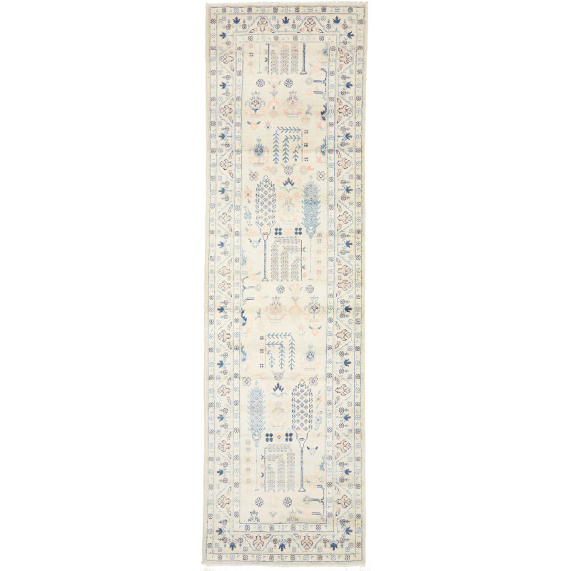 Rug Kazak Afghanistan 87x301 Cream Blue Light P
