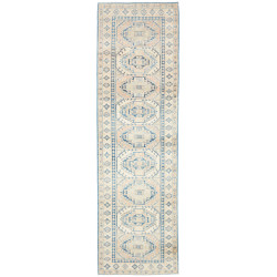 Rug Kazak Afghanistan 82x290 Beige Cream Blue S