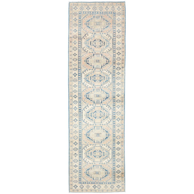 Rug Kazak Afghanistan 82x290 Beige Cream Blue S
