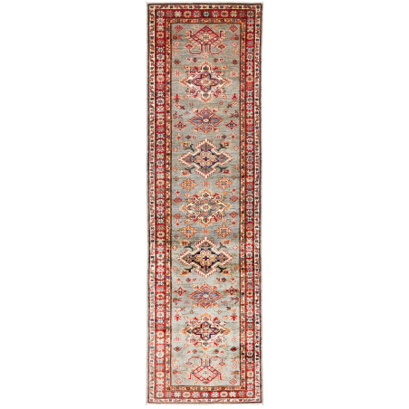 Rug Kazak Fine Pakistan 83x297 Sage Grey Blue D