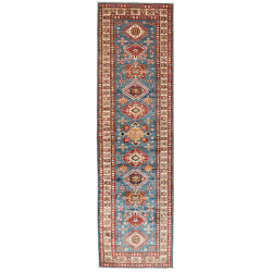 Rug Kazak Fine Pakistan 86x306 Teal Blue Terrac