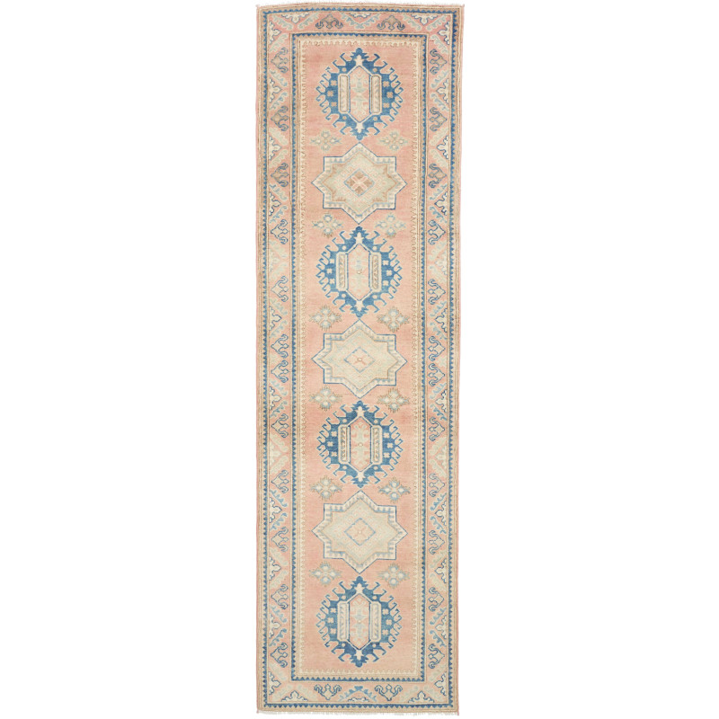 Rug Kazak Afghanistan 81x297 Peach Pink Blue Cr