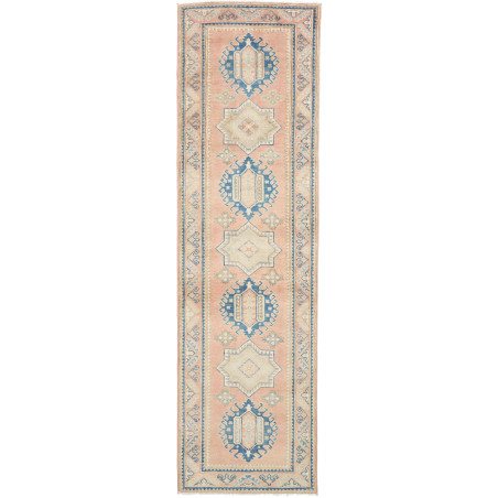 Rug Kazak Afghanistan 81x297 Peach Pink Blue Cr