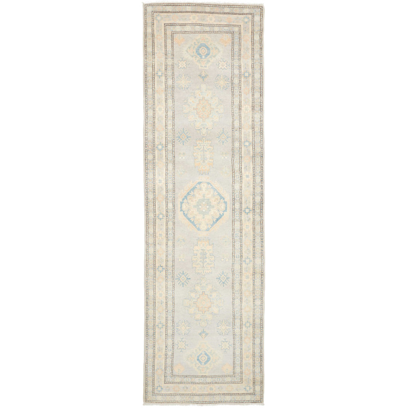 Rug Kazak Afghanistan 85x290 Light Grey Blue Cr