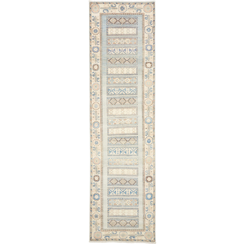 Rug Kazak Afghanistan 91x329 Light Blue Beige C