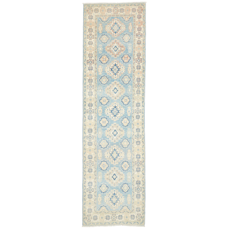 Rug Kazak Afghanistan 83x294 Pale Blue Cream Be