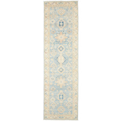 Rug Kazak Afghanistan 86x301 Sky Blue Cream Bei