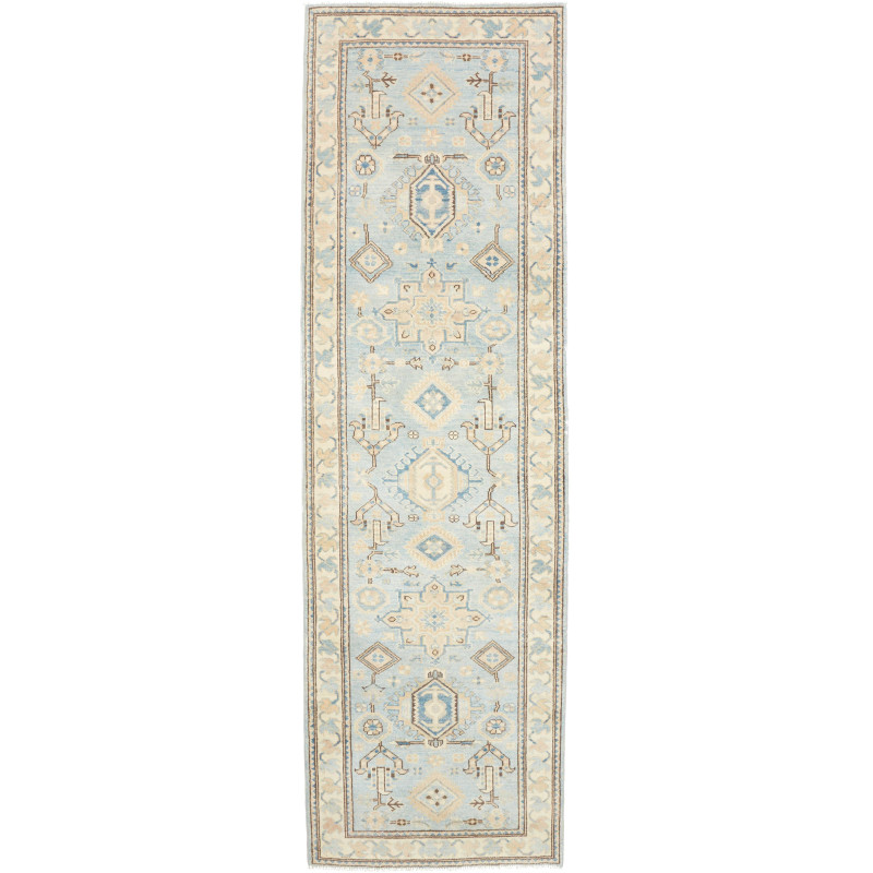 Rug Kazak Afghanistan 82x284 Light Blue Cream B