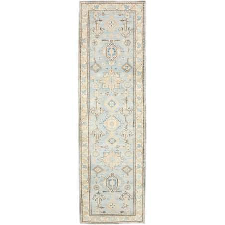 Rug Kazak Afghanistan 82x284 Light Blue Cream B