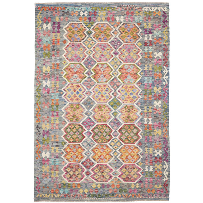 Rug Kilim Afghanistan 204x301 Blue Gray Fuchsia