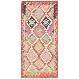 Hand Made Rug Kilim Afghanistan 95x200 Rust Red