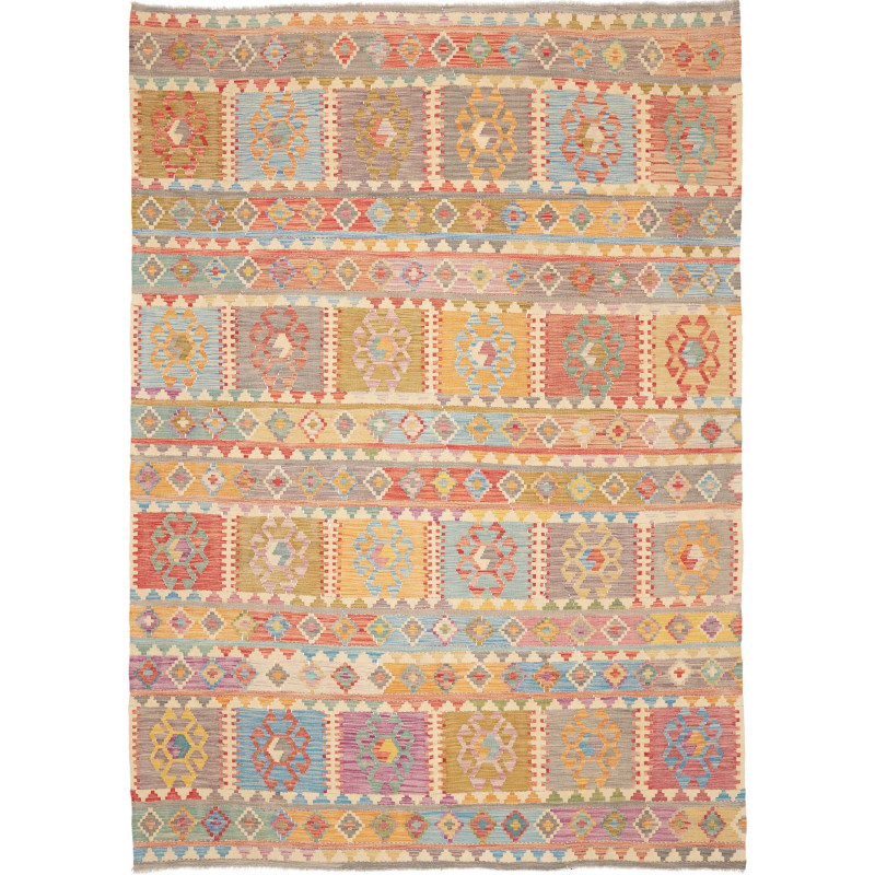 Rug Kilim Afghanistan 203x282 Multicolor Cream