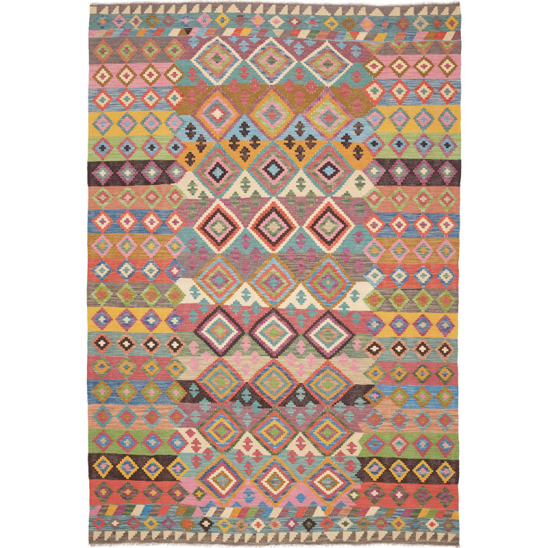 Rug Kilim Afghanistan 206x296 Blue Pink Orange
