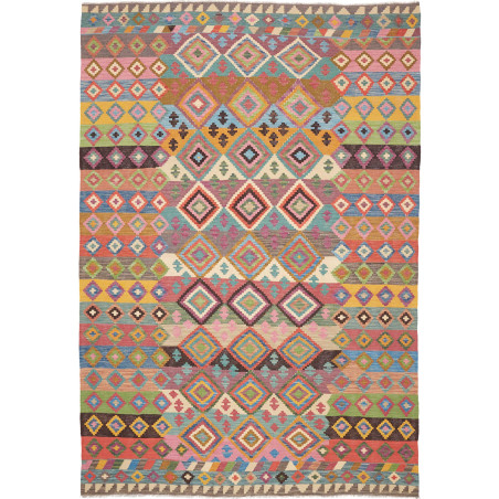 Rug Kilim Afghanistan 206x296 Blue Pink Orange