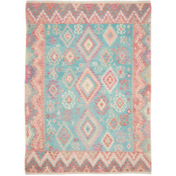 Rug Kilim Afghanistan 210x292 Sky Blue Coral Wh