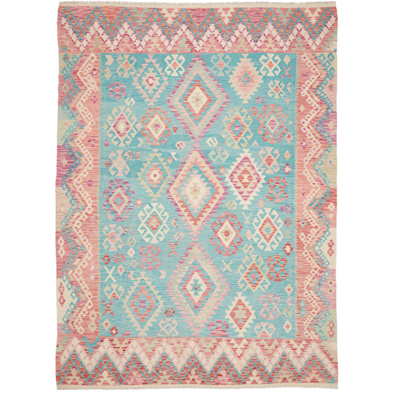 Rug Kilim Afghanistan 210x292 Sky Blue Coral Wh