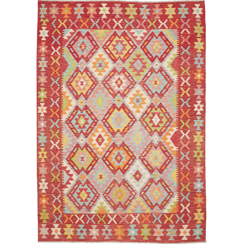 Rug Kilim Afghanistan 205x290 Red Cream Blue Ye