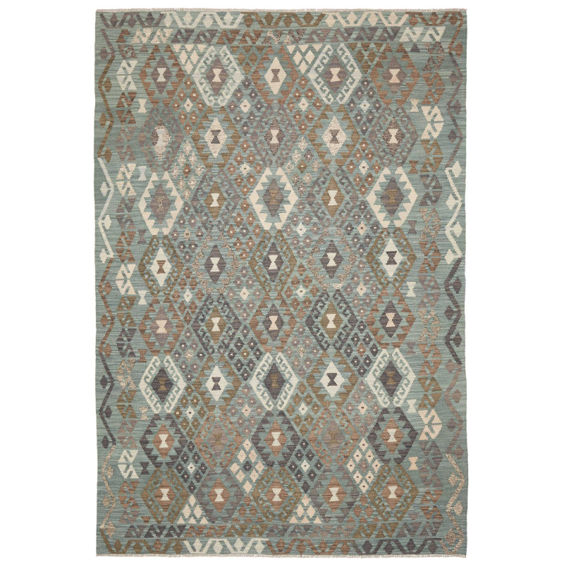 Rug Kilim Afghanistan 204x296 Teal Brown Cream