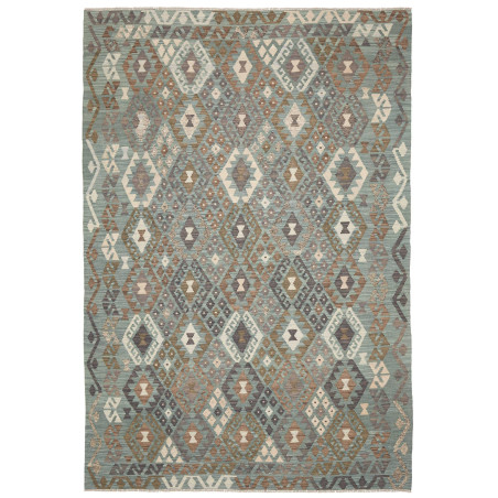 Rug Kilim Afghanistan 204x296 Teal Brown Cream
