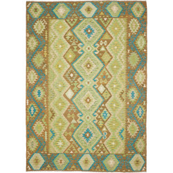 Rug Kilim Afghanistan 207x299 Green Brown Turqu