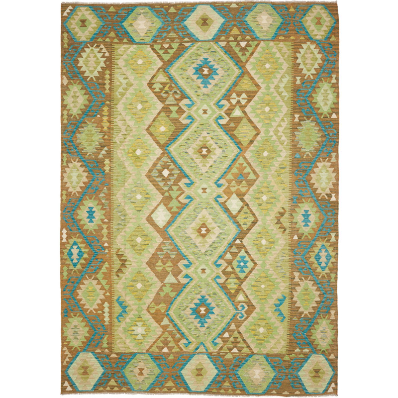 Rug Kilim Afghanistan 207x299 Green Brown Turqu