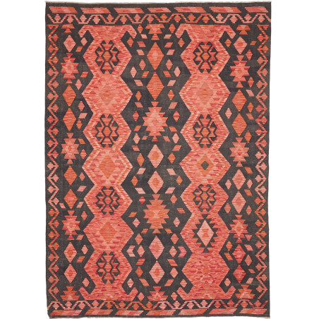 Rug Kilim Afghanistan 209x292 Coral Red Charcoa
