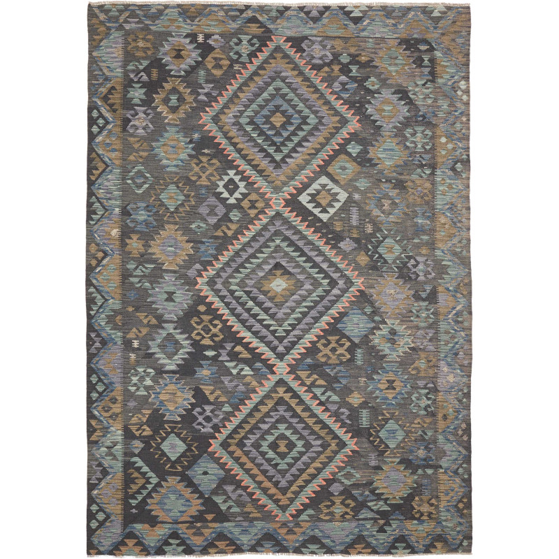 Rug Kilim Afghanistan 200x296 Charcoal Grey Bla
