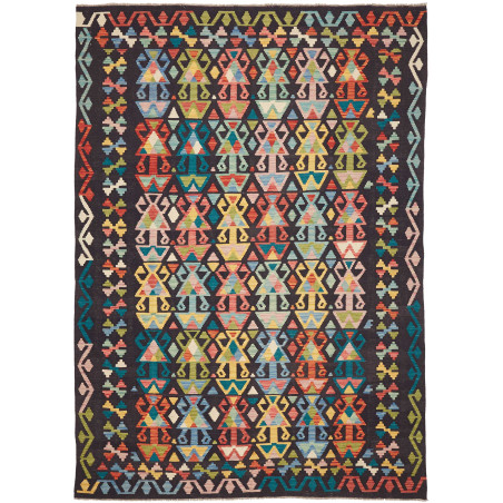 Rug Kilim Afghanistan 204x288 Charcoal Grey Aqu