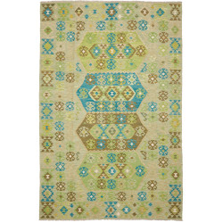 Rug Kilim Afghanistan 193x299 Sage Green Turquo