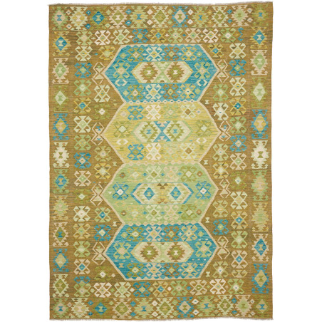 Rug Kilim Afghanistan 206x293 Khaki Brown Turqu