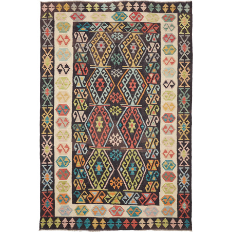 Rug Kilim Afghanistan 205x305 Dark Brown Cream